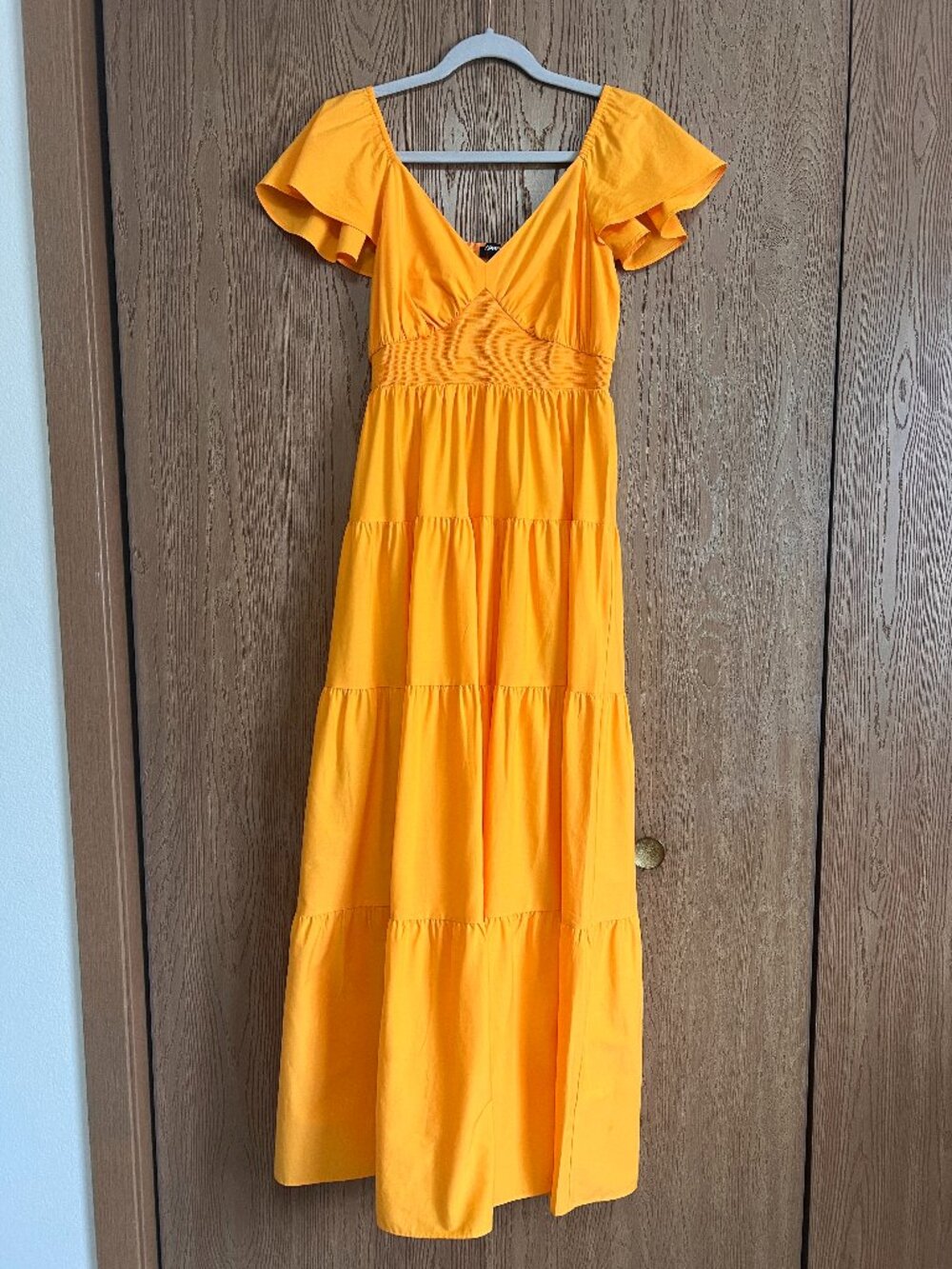 Express Marigold Tiered Maxi Dress Flutter Sleeve Sz S